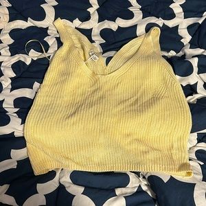 Gentle Fawn yellow twist back cropped knit top
